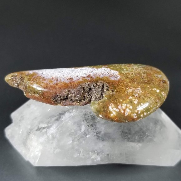 Large Drilled Ocean Jasper with Druzy * 56.70 x 24.92 x 6.87mm - Picture 10 of 16